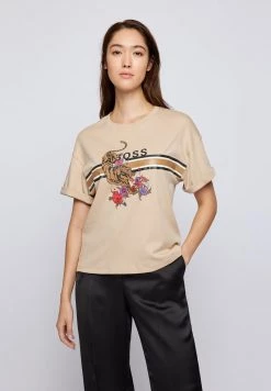 BOSS EVINA - Camiseta Estampada - Beige, Mujer