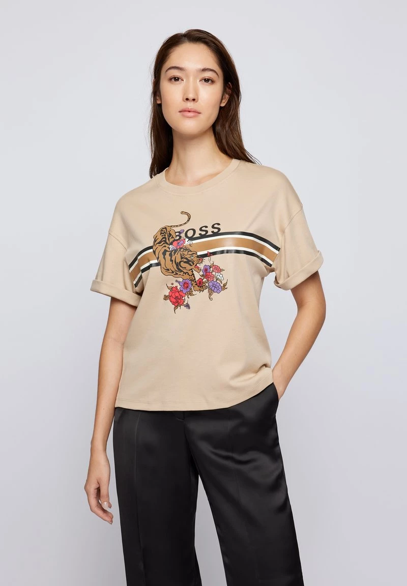 BOSS EVINA - Camiseta Estampada - Beige, Mujer 1 BOSS EVINA - Camiseta Estampada - Beige, Mujer