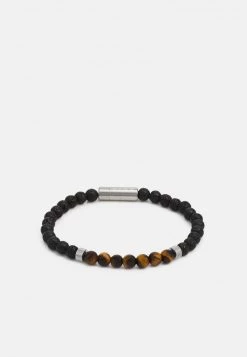 BOSS MIXED BEADS - Pulsera - Brown/black/silver-coloured, Hombre