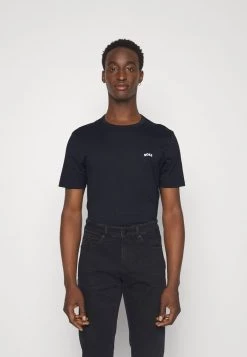 BOSS TEE CURVED - Camiseta Básica - Dark Blue, Hombre