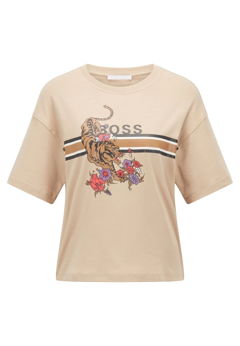 BOSS EVINA - Camiseta Estampada - Beige, Mujer 5 BOSS EVINA - Camiseta Estampada - Beige, Mujer - Imagen 5