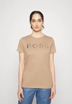 BOSS ELOGO - Camiseta Estampada - Open Beige, Mujer